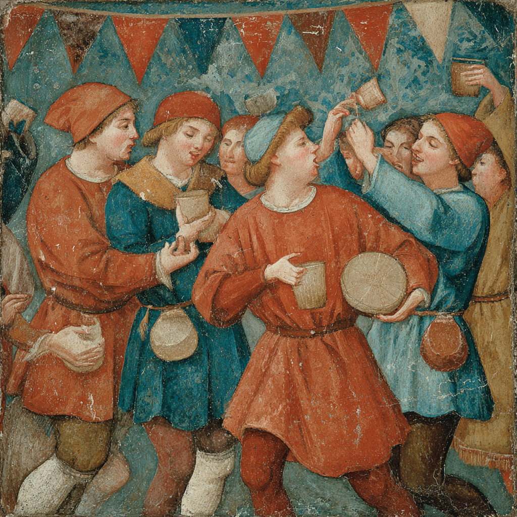 Giotto Inspired Medieval Celebration paint by color