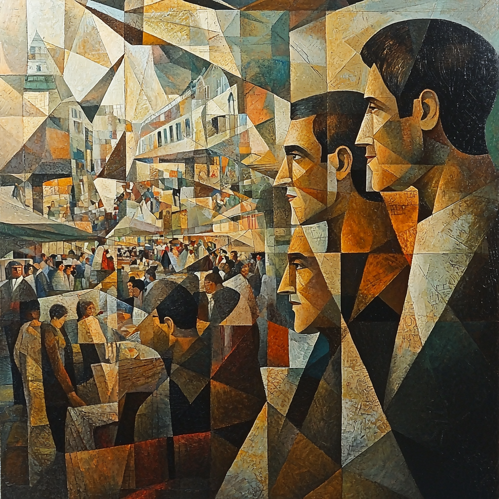 Picasso Inspired Abstract Urban Market Numbered painting kits