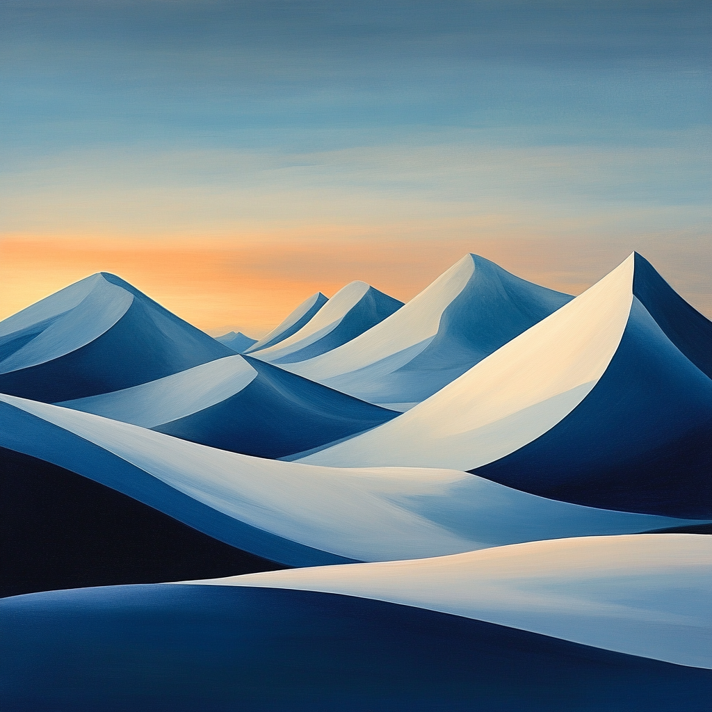 Lawren Harris Inspired Luminous Snow-Capped Peaks At Dawn paint by numbers