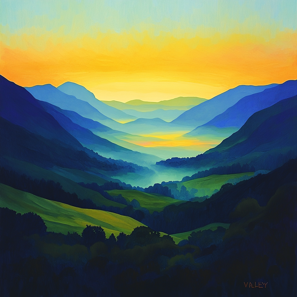 Frederick Varley Inspired Radiant Sunrise Over Misty Valley DIY paint by numbers