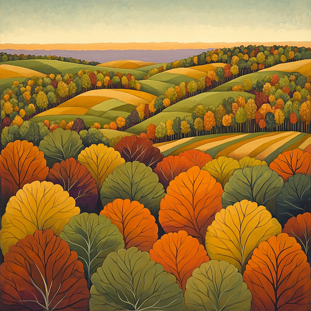 Frederick Varley Inspired Rhythmic Foliage In Autumn Glow Painting by numbers kit