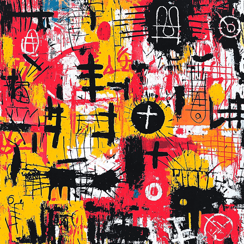 Jean-Michel Basquiat Inspired Symbolic Whispers Number Painting