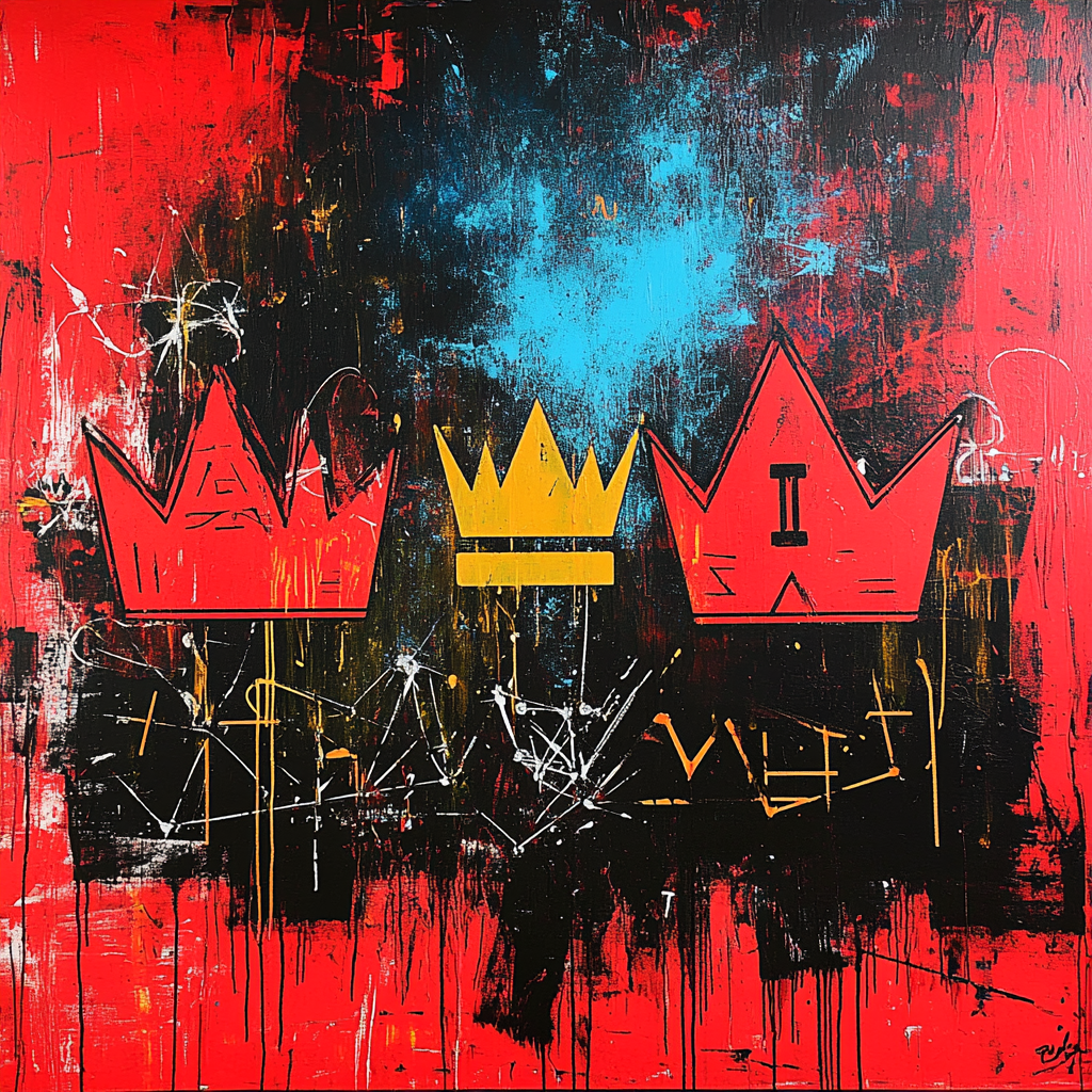 Jean-Michel Basquiat Inspired Cosmic Tension paint by color
