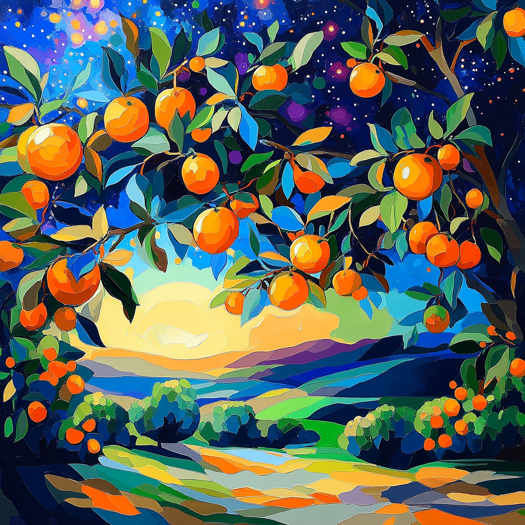 Paul Cézanne Inspired Cosmic Orchard Paint by numbers art