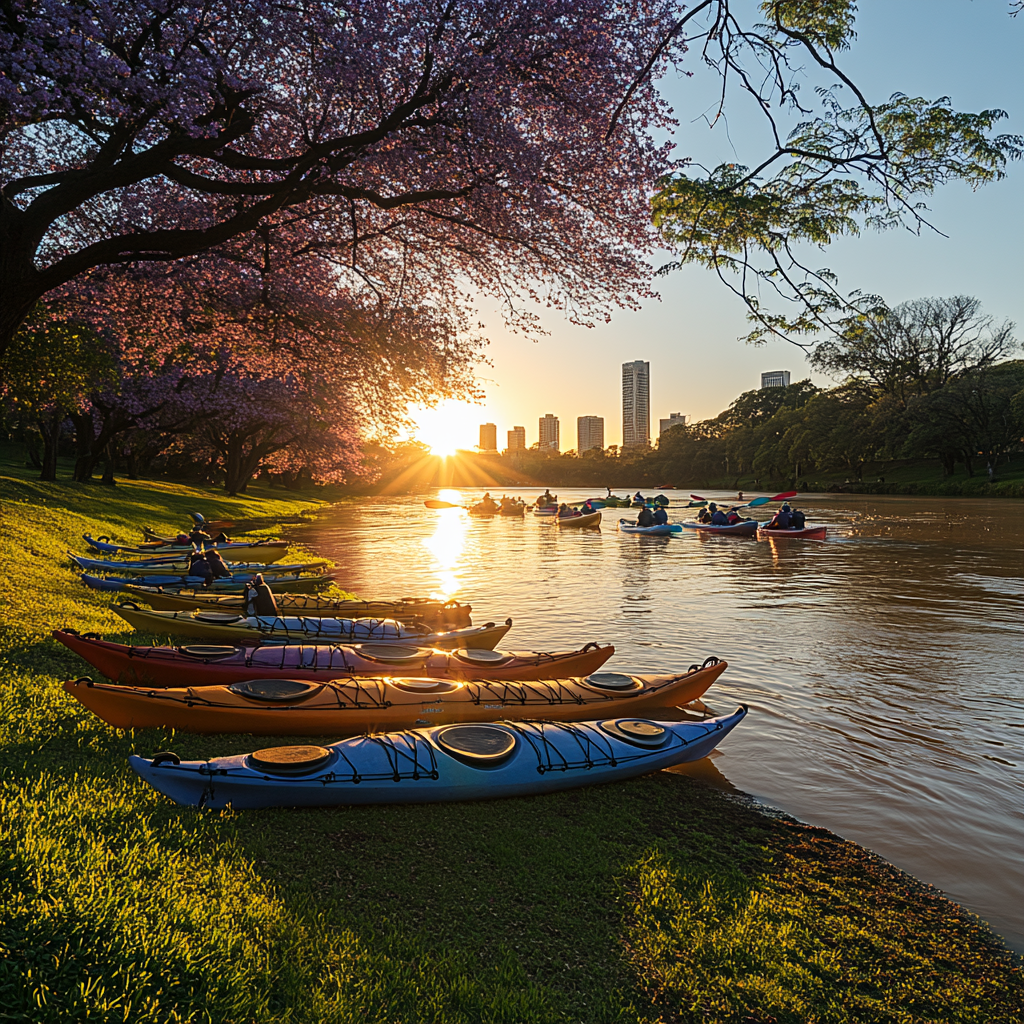 Riverside Kayak Launch Porto Alegre Brazil Numbered painting kits