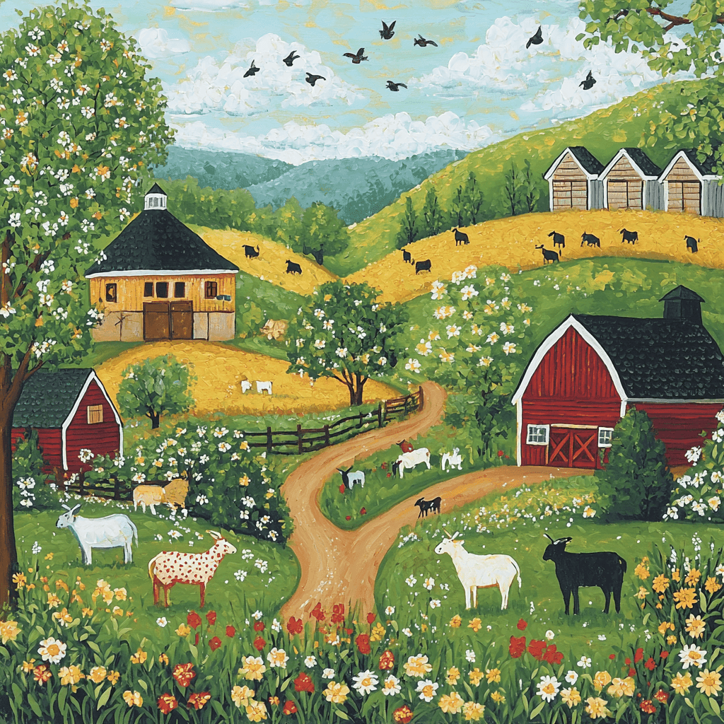 Grandma Moses Inspired Rustic Farmyard Delight DIY Paint By Numbers