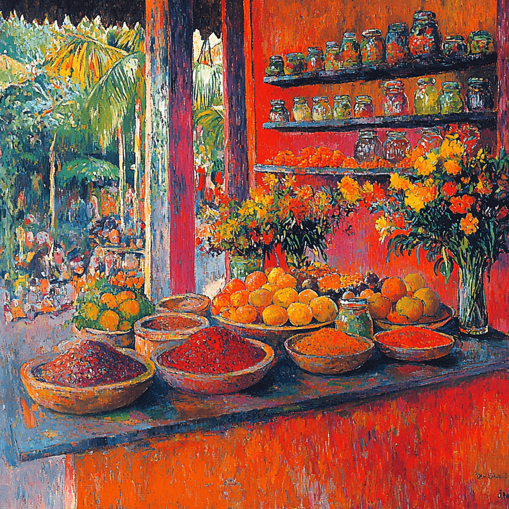Paul Gauguin Inspired The Colorful Bazaar Paint By Numbers