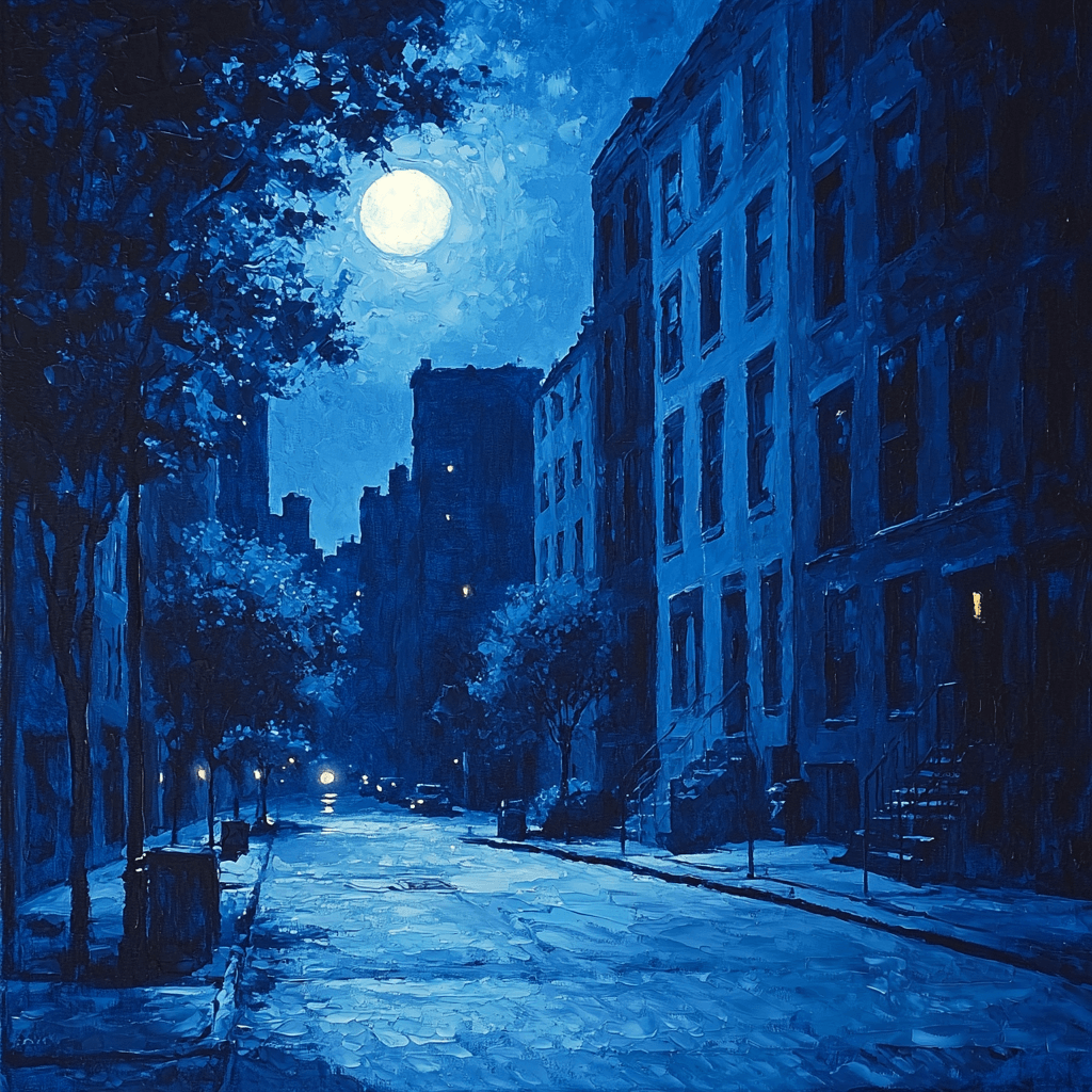 Edward Hopper Inspired Urban Solitude In Blue Numbered Painting Kits