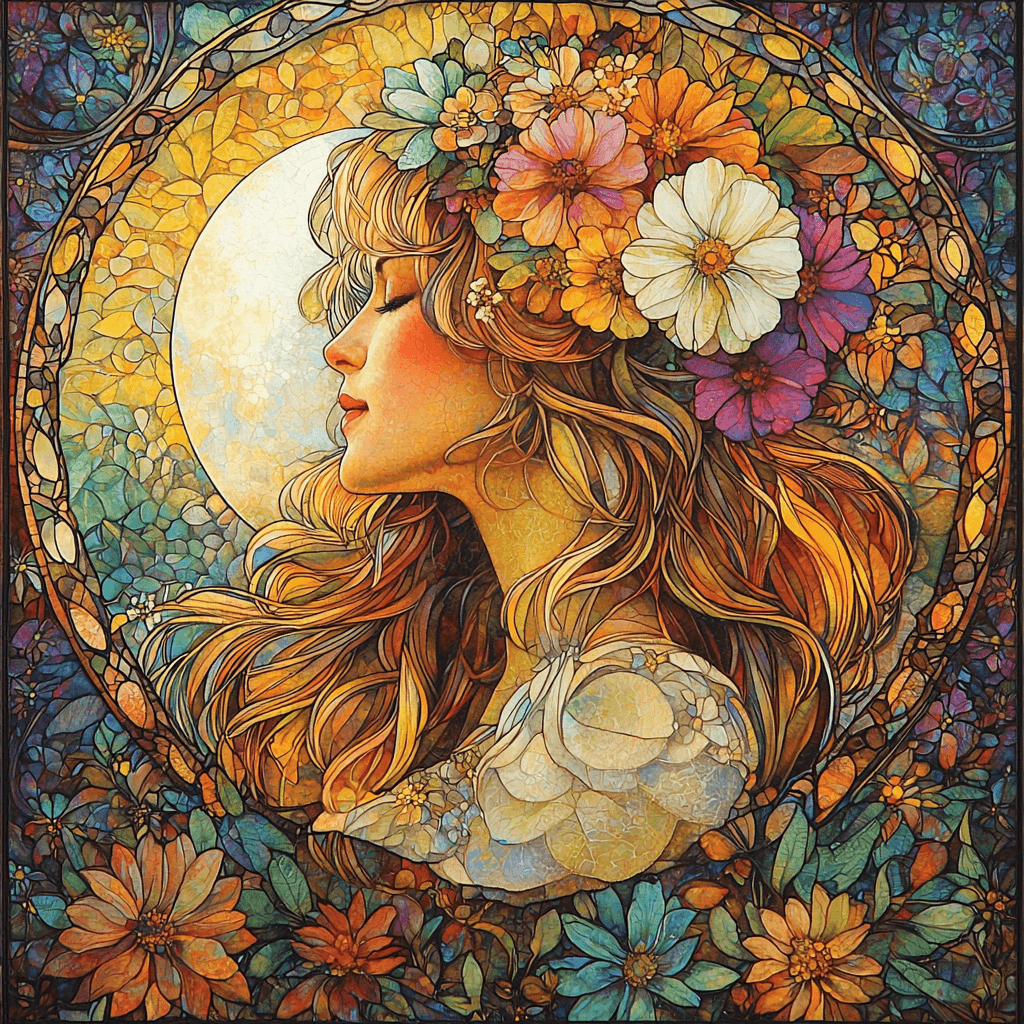 Alphonse Mucha Inspired Seasonal Serenity Paint By Color