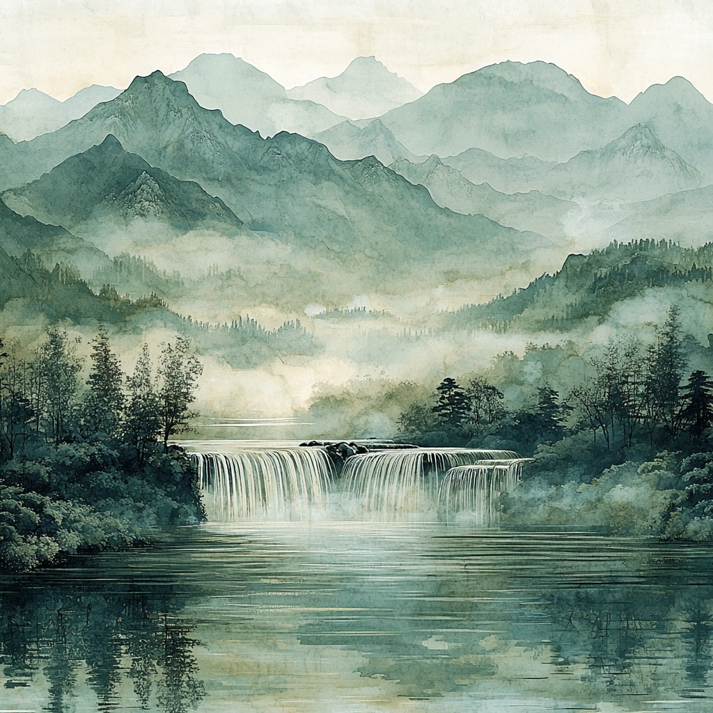 Zhao Mengfu Inspired Tranquil River Serenity Numbered Painting Kits