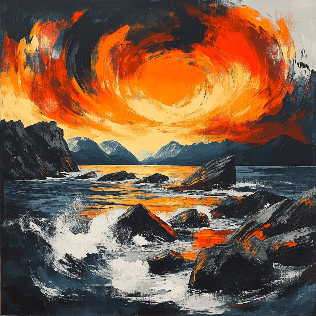 Edvard Munch Inspired Stormy Fjord Drama DIY paint by numbers