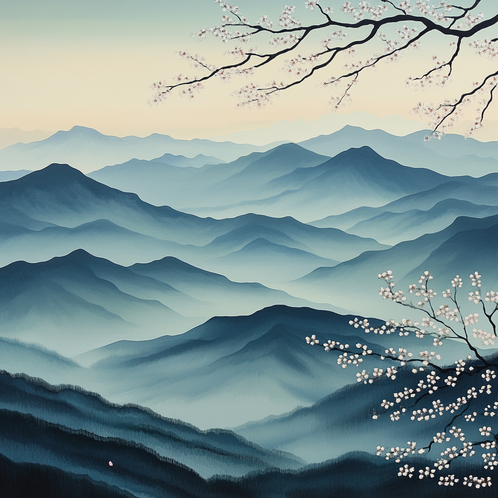 Hiroshige Inspired Mountain Dawn Paint by numbers art