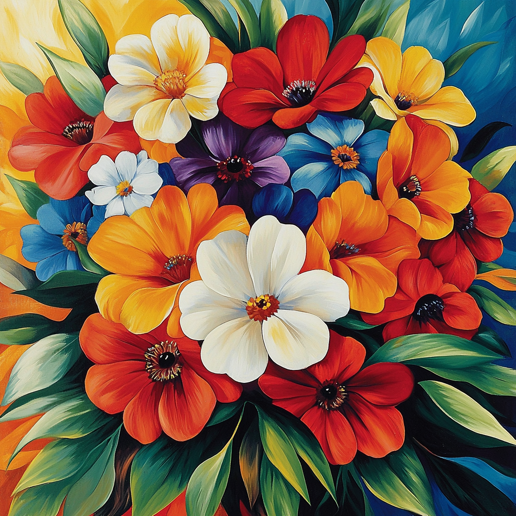 Georgia O'Keeffe Inspired Golden Flower Explosion Paint By Numbers Art