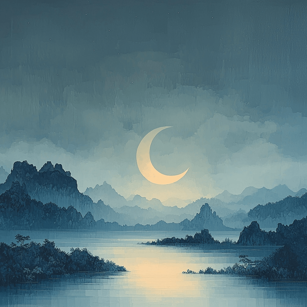 Zhao Mengfu Inspired Crescent Of Dreams Number Painting