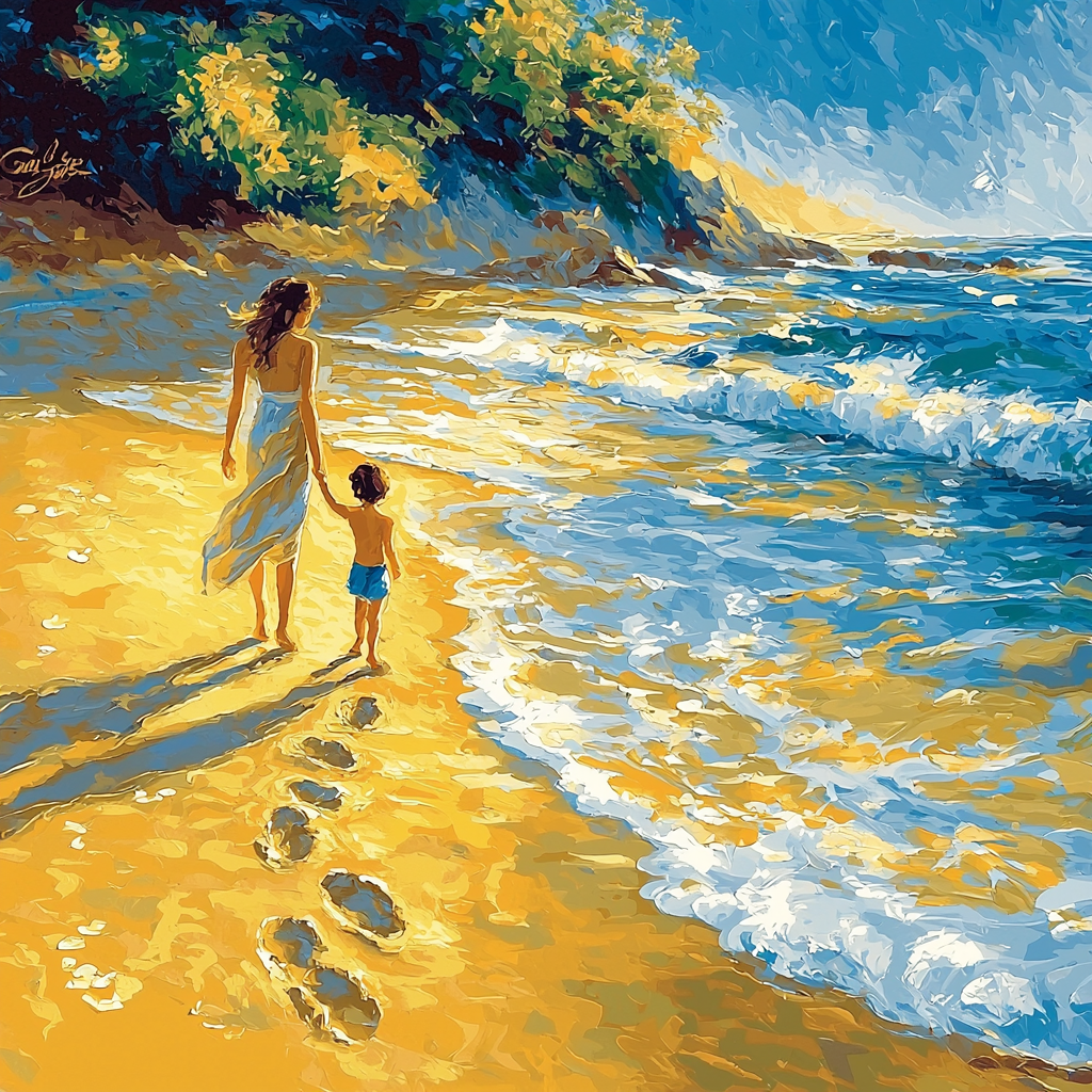 Hand In Hand On The Beach Paint By Number