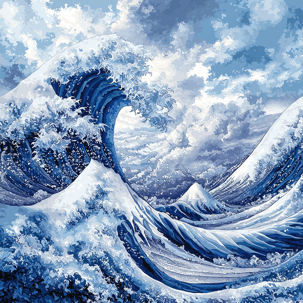 Michelangelo Inspired Mystic Waves Of Eternity Number Painting