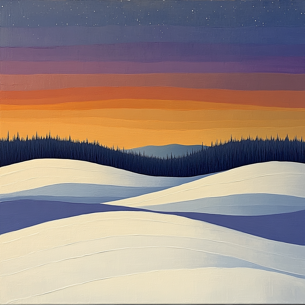 Lawren Harris Inspired Windswept Snowfields Under A Celestial Sky paint by numbers