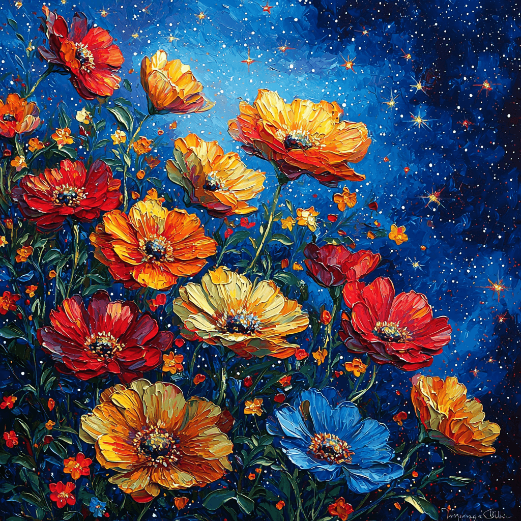 Salvador Dali Inspired Astral Flowers Paint By Color