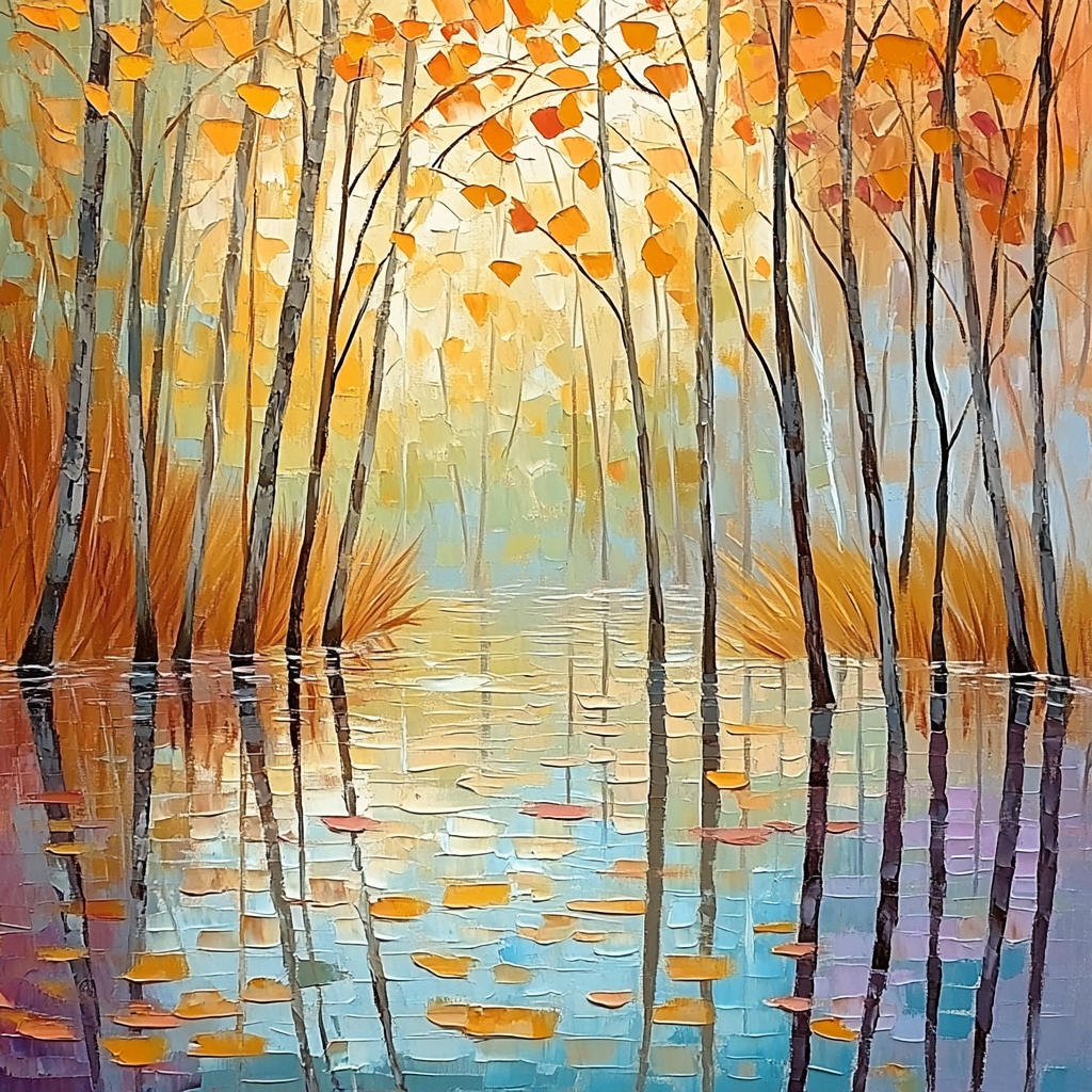 Claude Monet Inspired Autumnal Willow Reflection Numbered painting kits