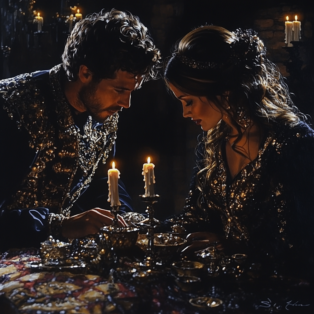 Caravaggio Inspired Dramatic Meeting Number painting