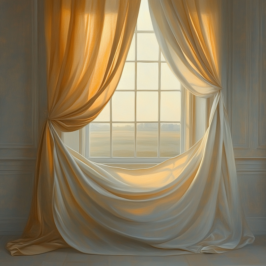 Johannes Vermeer Inspired Serene Window Light On Draped Fabric paint by color