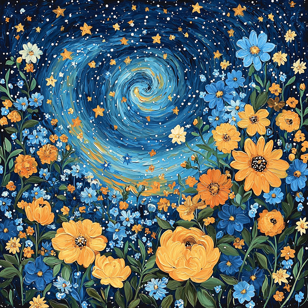 Van Gogh Inspired Starry Floral Night Paint By Number