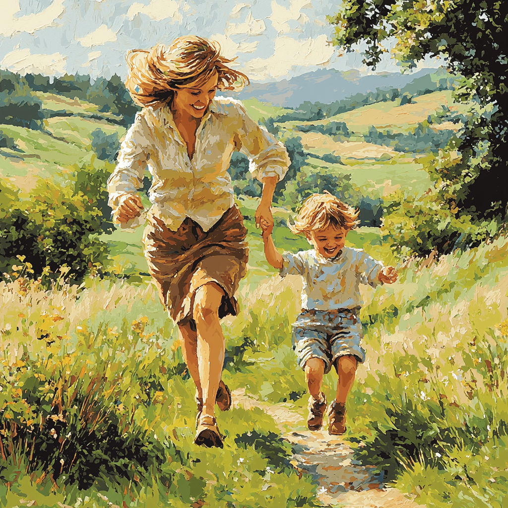 Mom And Child On A Nature Walk Painting By Numbers Kit