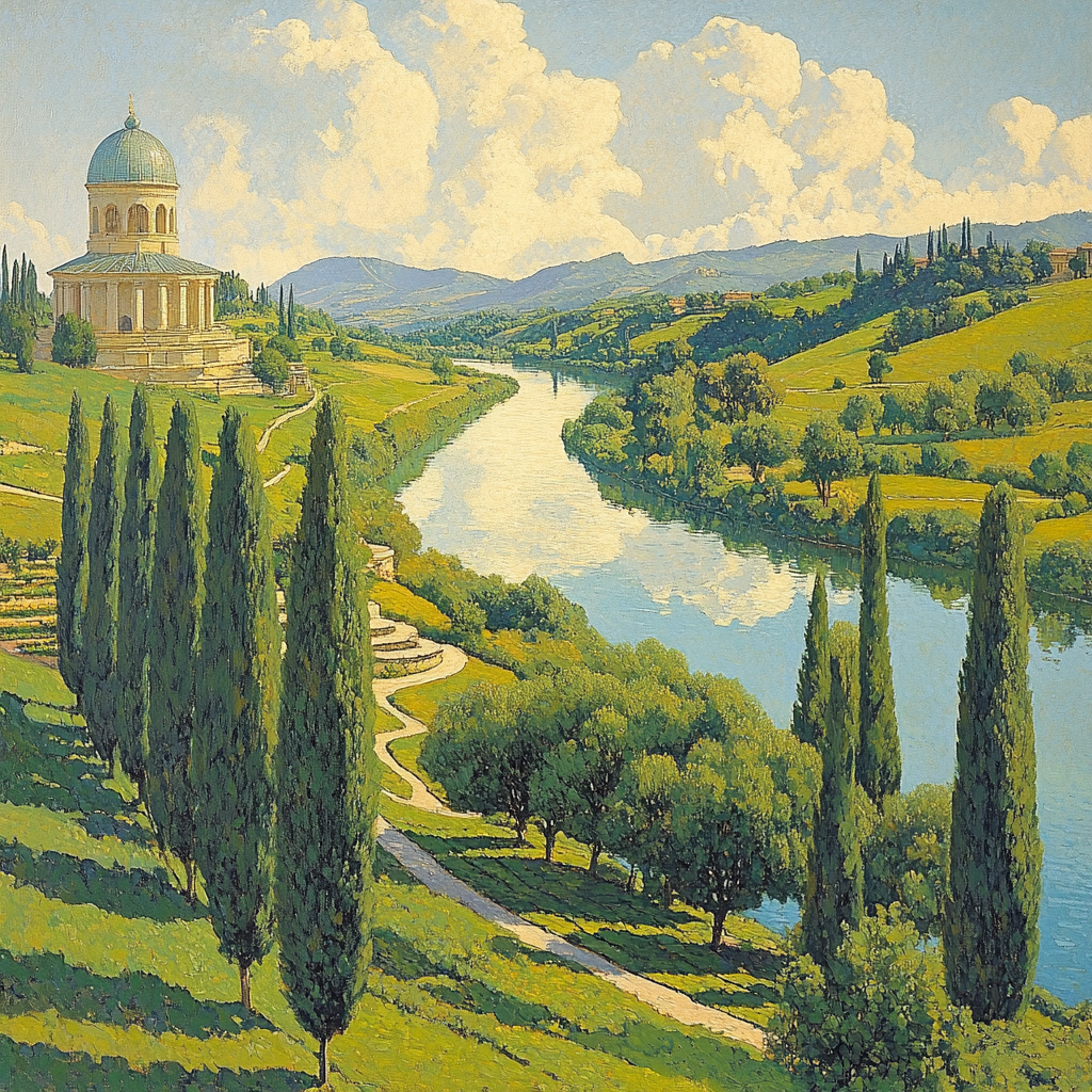 Raphael Inspired Harmonious Horizon With Flowing River DIY paint by numbers