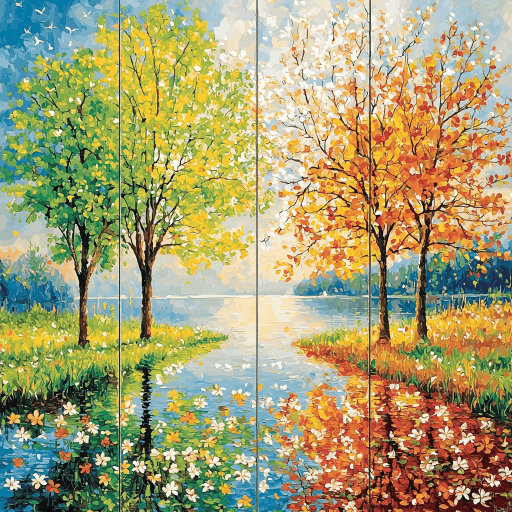 Claude Monet Inspired Seasonal Reflections Paint By Color