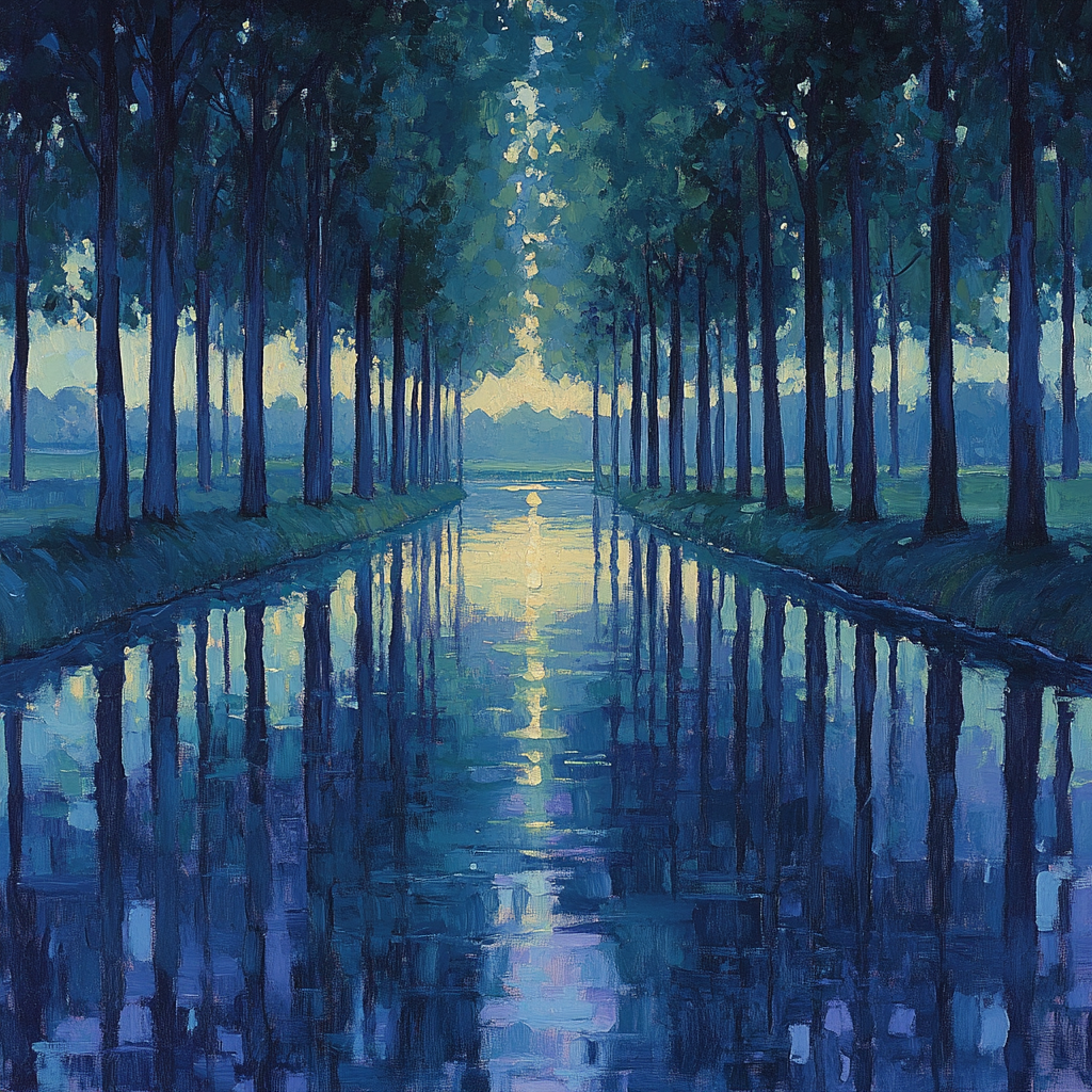 Claude Monet Inspired River Poplar Twilight Study paint by number