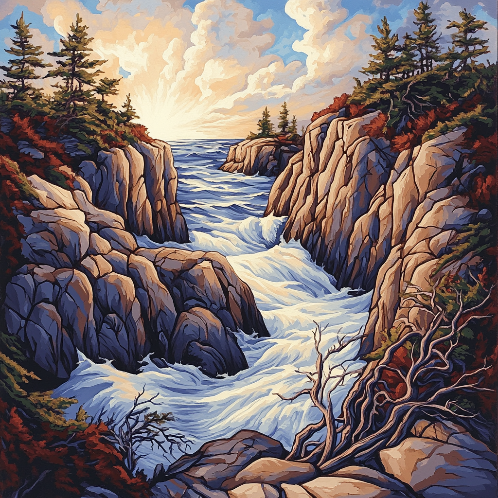 Arthur Lismer Inspired Storm Cleft Granite Channel paint by color