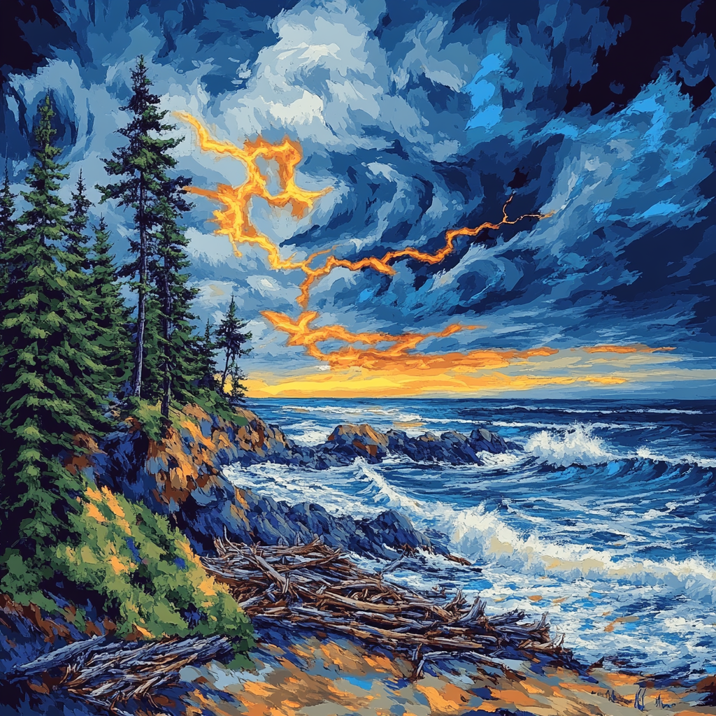 Emily Carr Inspired Churning Pacific Seascape Numbered painting kits