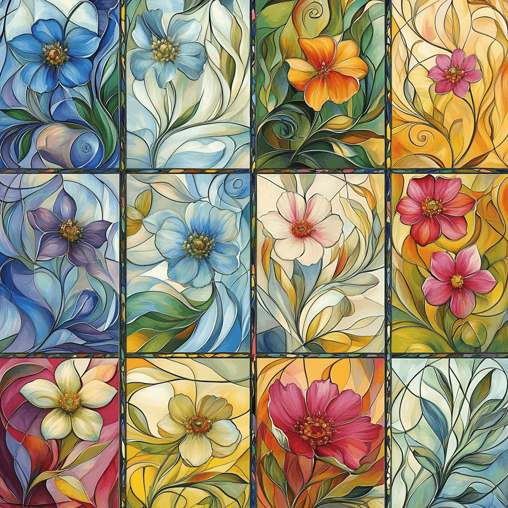 Alphonse Mucha Inspired Nature's Mosaic Numbered Painting Kits