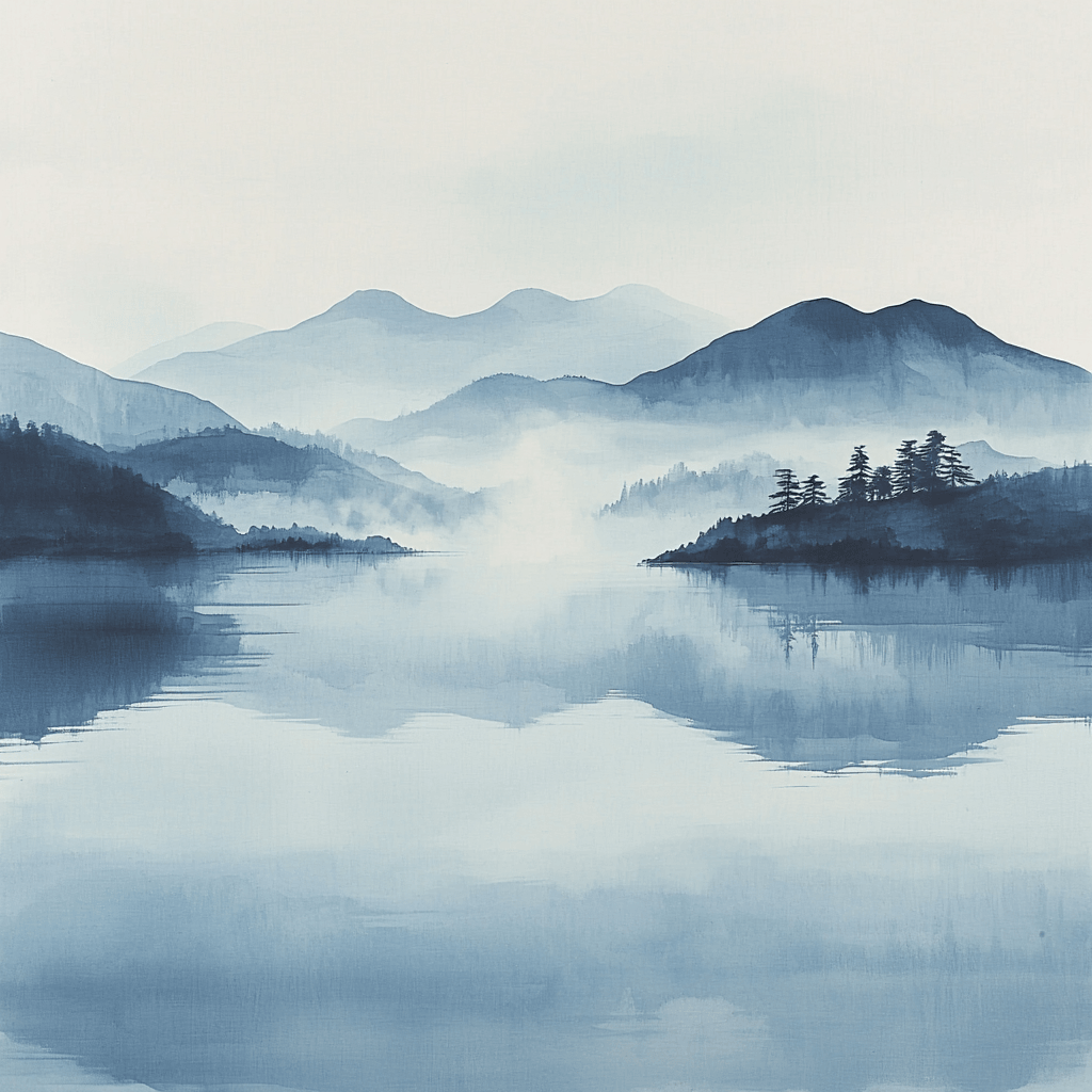 Zhao Mengfu Inspired Floating Dreams Of Mist And Water Number Painting