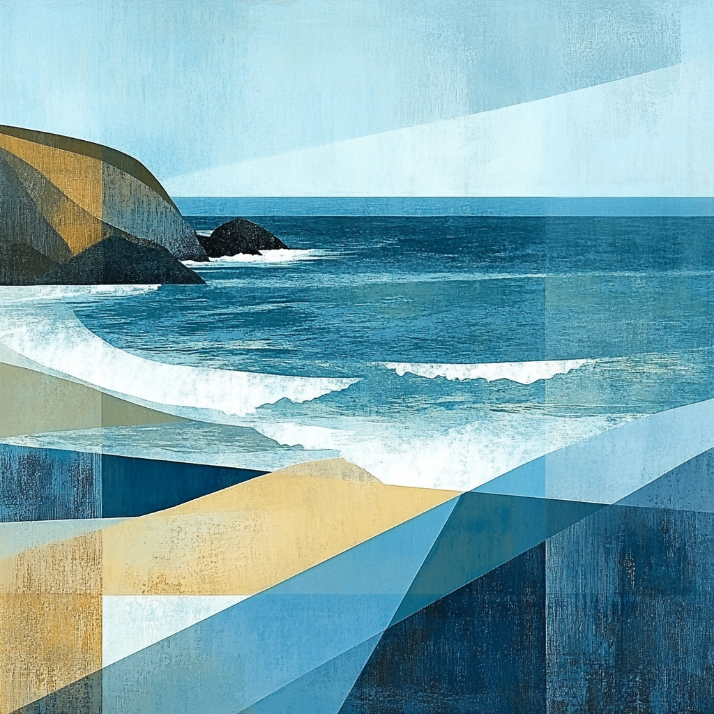 Pablo Picasso Inspired Cubist Abstract Coastal Landscape Painting by numbers kit