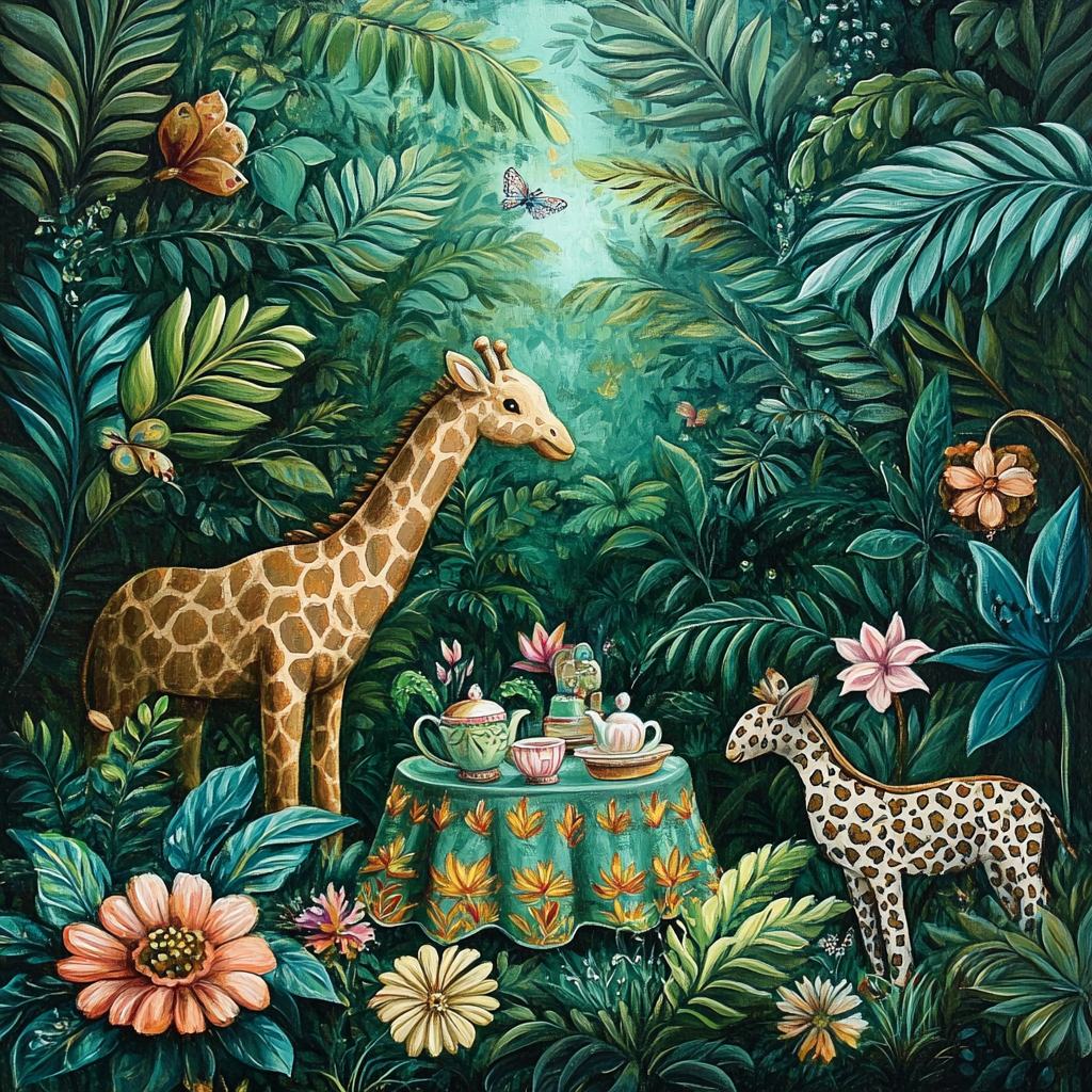 Henri Rousseau Inspired Jungle Tea Party Paint by numbers art