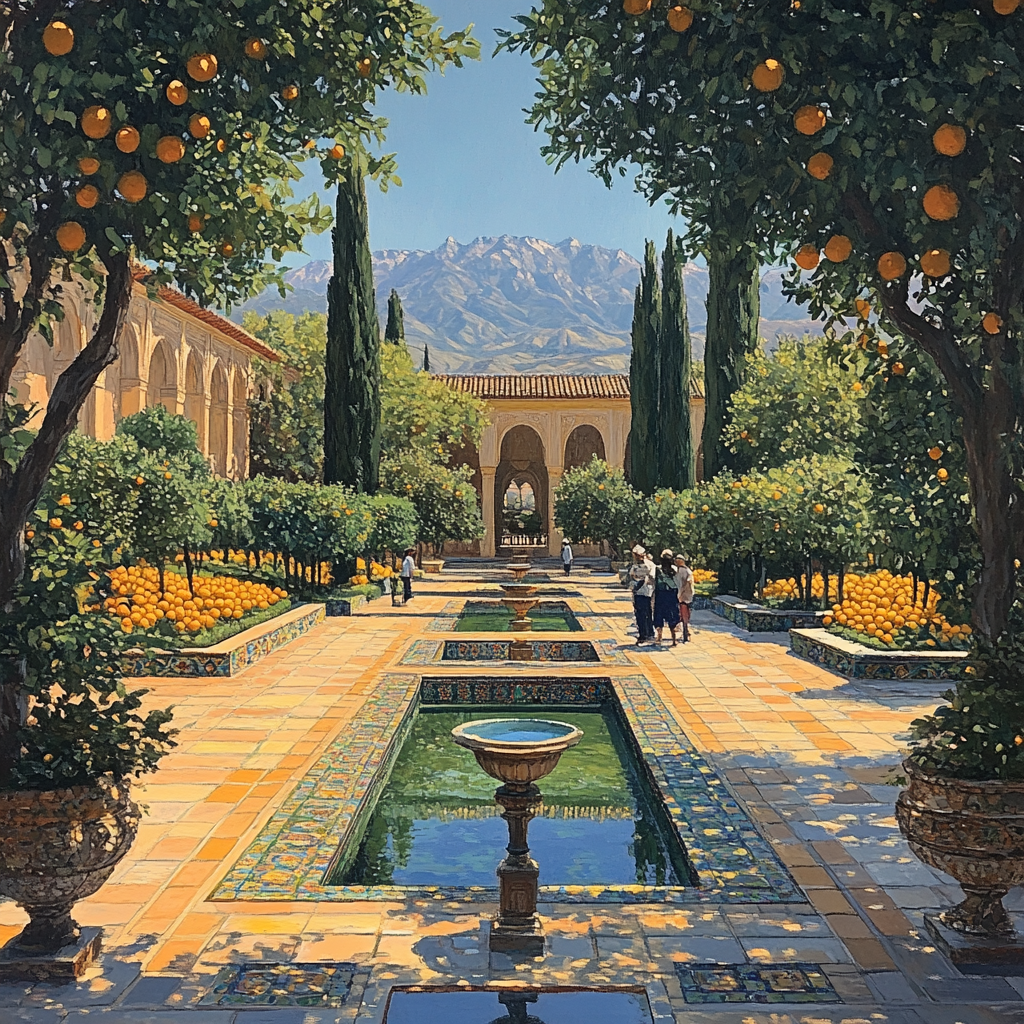 Alhambra Generalife Gardens Granada Spain paint by numbers