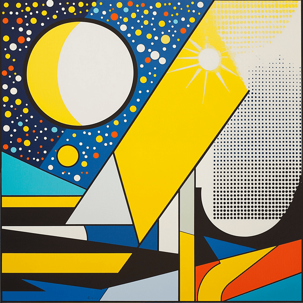 Roy Lichtenstein Inspired Inspired Geometric Cosmic Echoes Number Painting