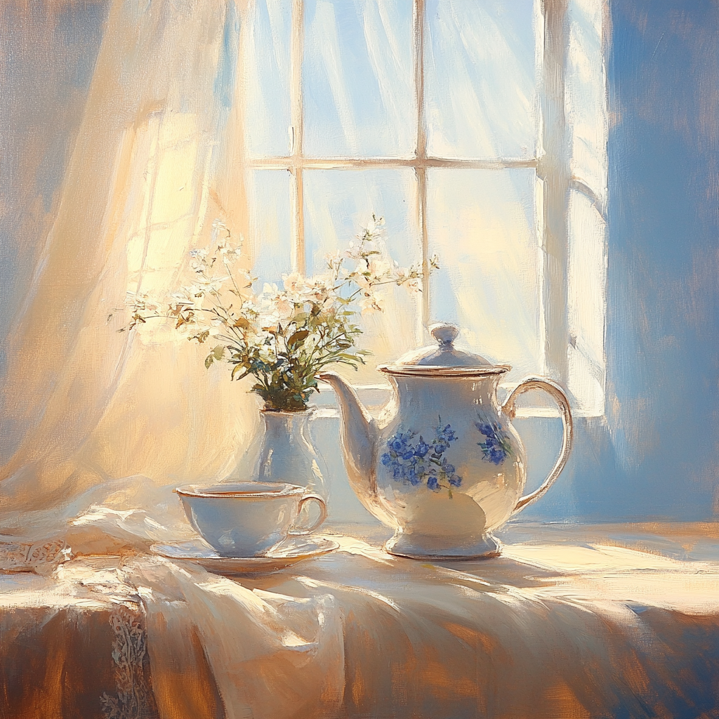 Vermeer Inspired Afternoon Tea paint by color