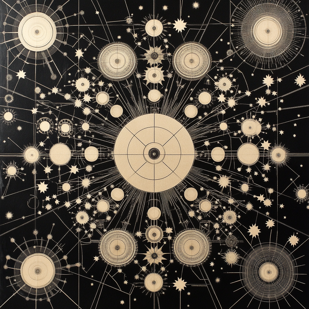 M.C. Escher Inspired Clockwork Constellation Grid Numbered painting kits