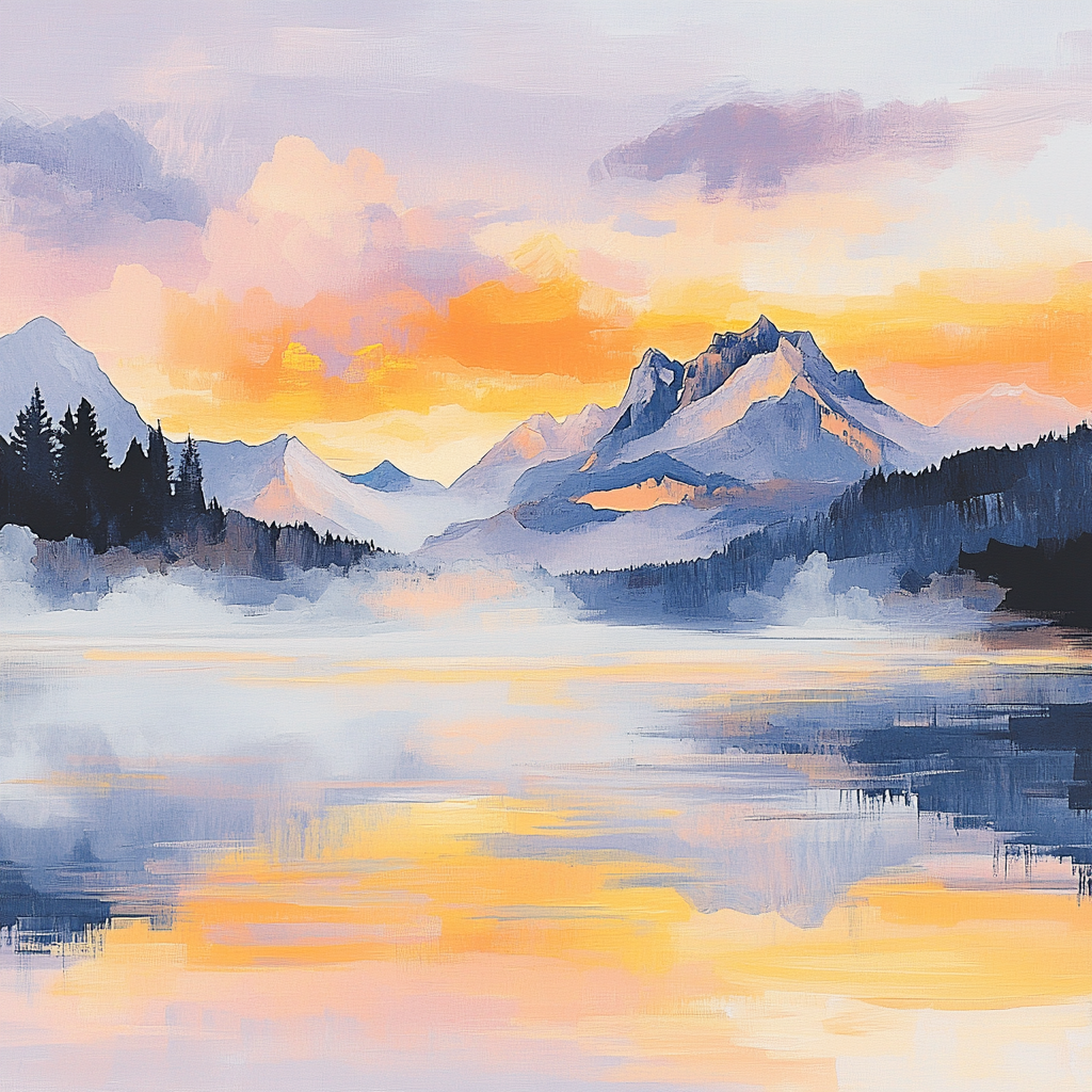 Frederick Varley Inspired Luminous Dawn Over Misty Lake Paint by numbers art