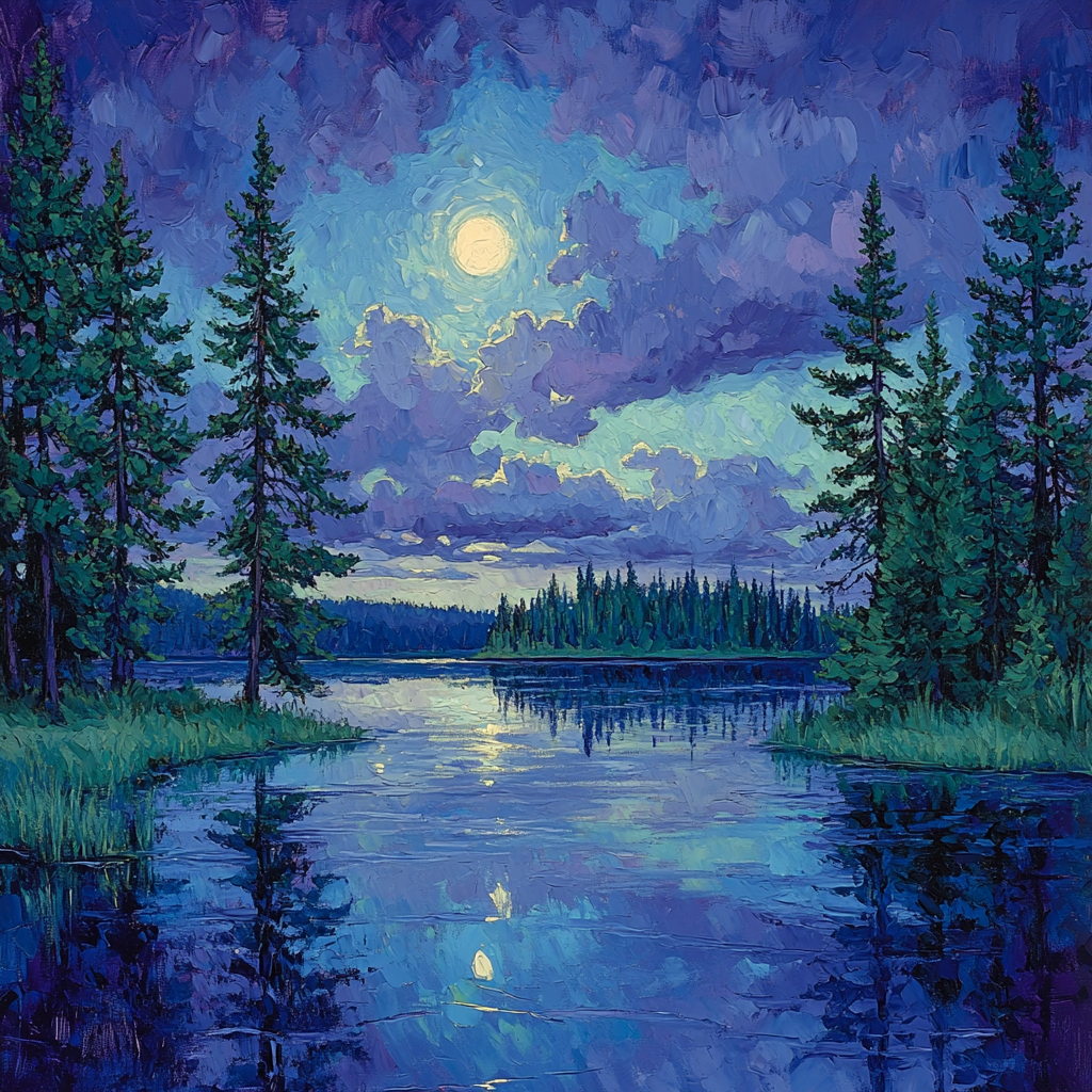 J E H MacDonald Inspired Lakeside Pines At Dusk paint by numbers