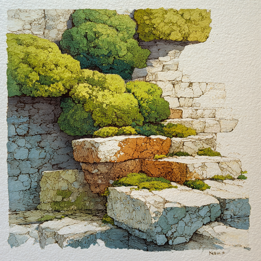 Moss Lattice On Stone paint by numbers