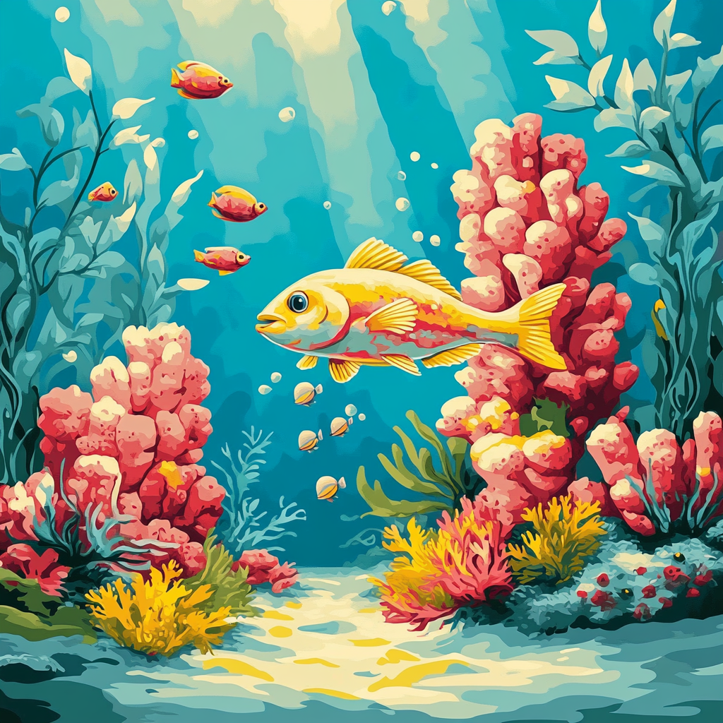 Flounder Coral Chase painting number kit