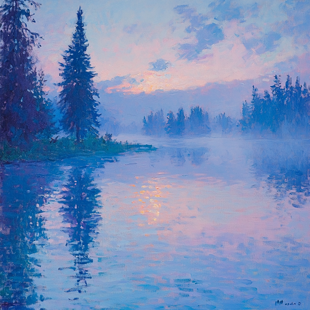 Monet Inspired Morning Mist Over Lake Paint by numbers art