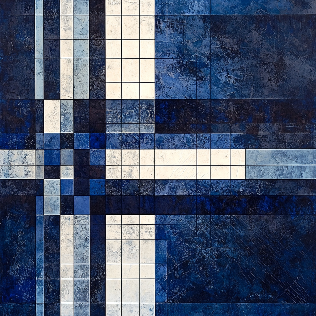 Kazimir Malevich Inspired Celestial Grids Number Painting