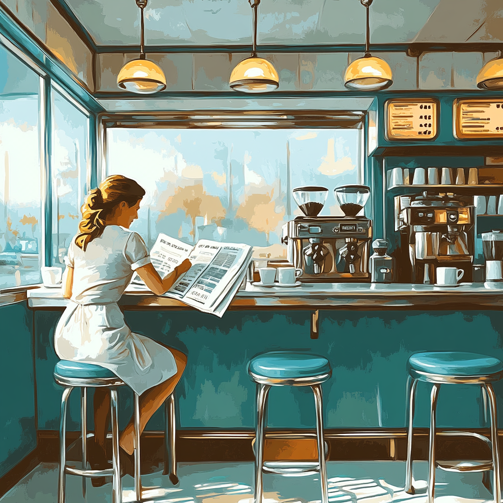 Hopper Inspired Early Morning Diner Numbered painting kits