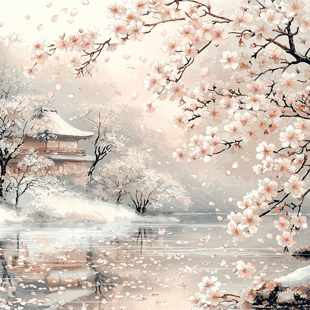 Katsushika Hokusai Inspired Springtime Serenity Number Painting