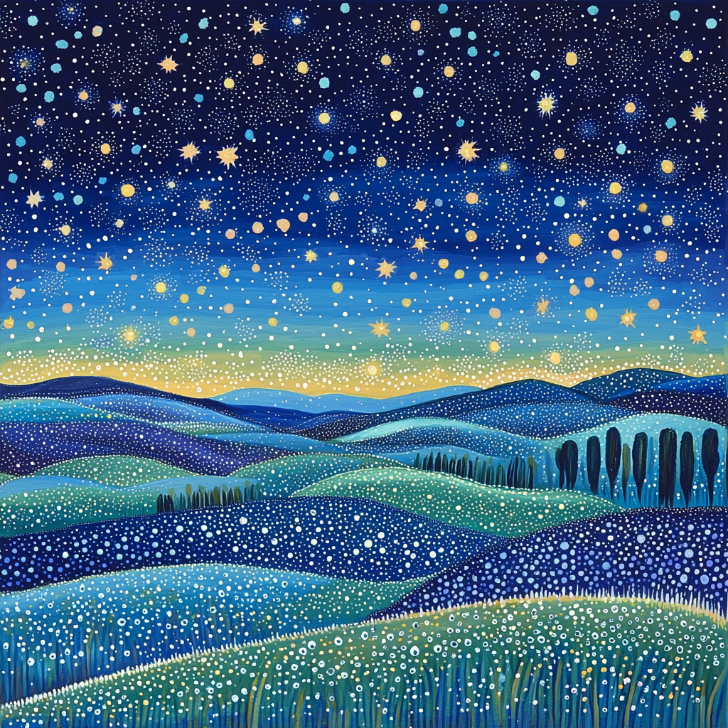 Georges Seurat Inspired Aurora Of The Cosmic Meadow Paint By Number