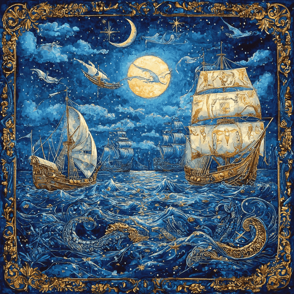 Classical Fresco Style Inspired Inspired Ancient Mythic Sea Voyage Number Painting
